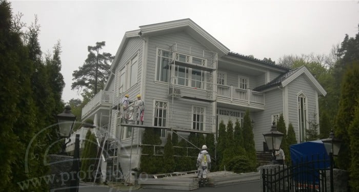 Utvendig maling av store hus i fargene grå - Oslo Fasademaling by profesjo oslo - male hus husmaling