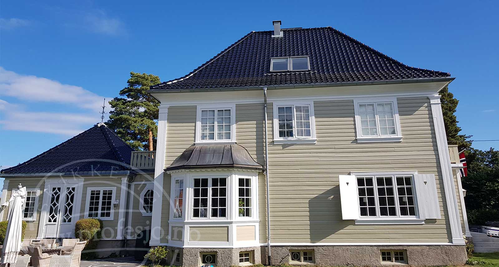 maling Hus, beige farge, hus etter utvendig malerservice, Bygdøy